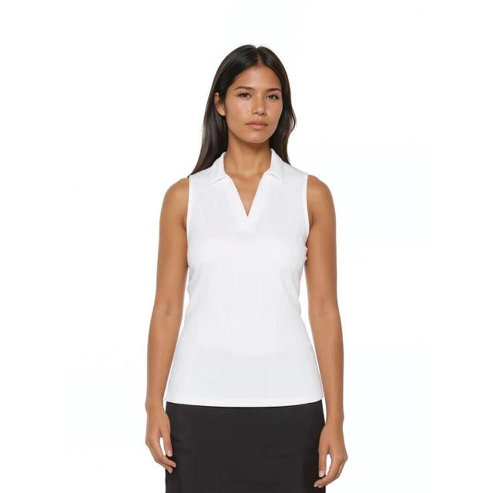 PGA TOUR Women White V-Neck Collared‎ AirFlux Golf Sleeveless Polo Size XL